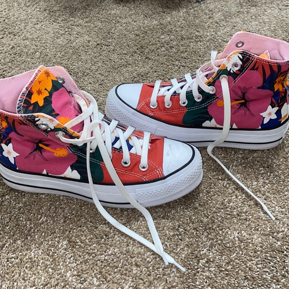 Floral High Top Platform Converse